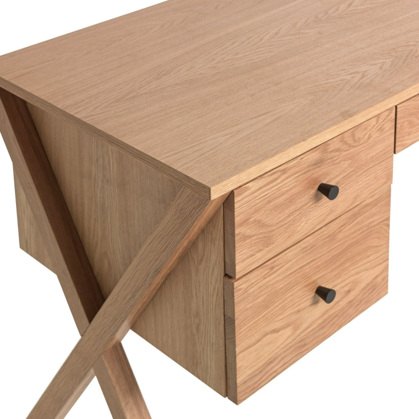 Harlene 5 Drawer Office Desk - Natural | Practical Workstation Storage