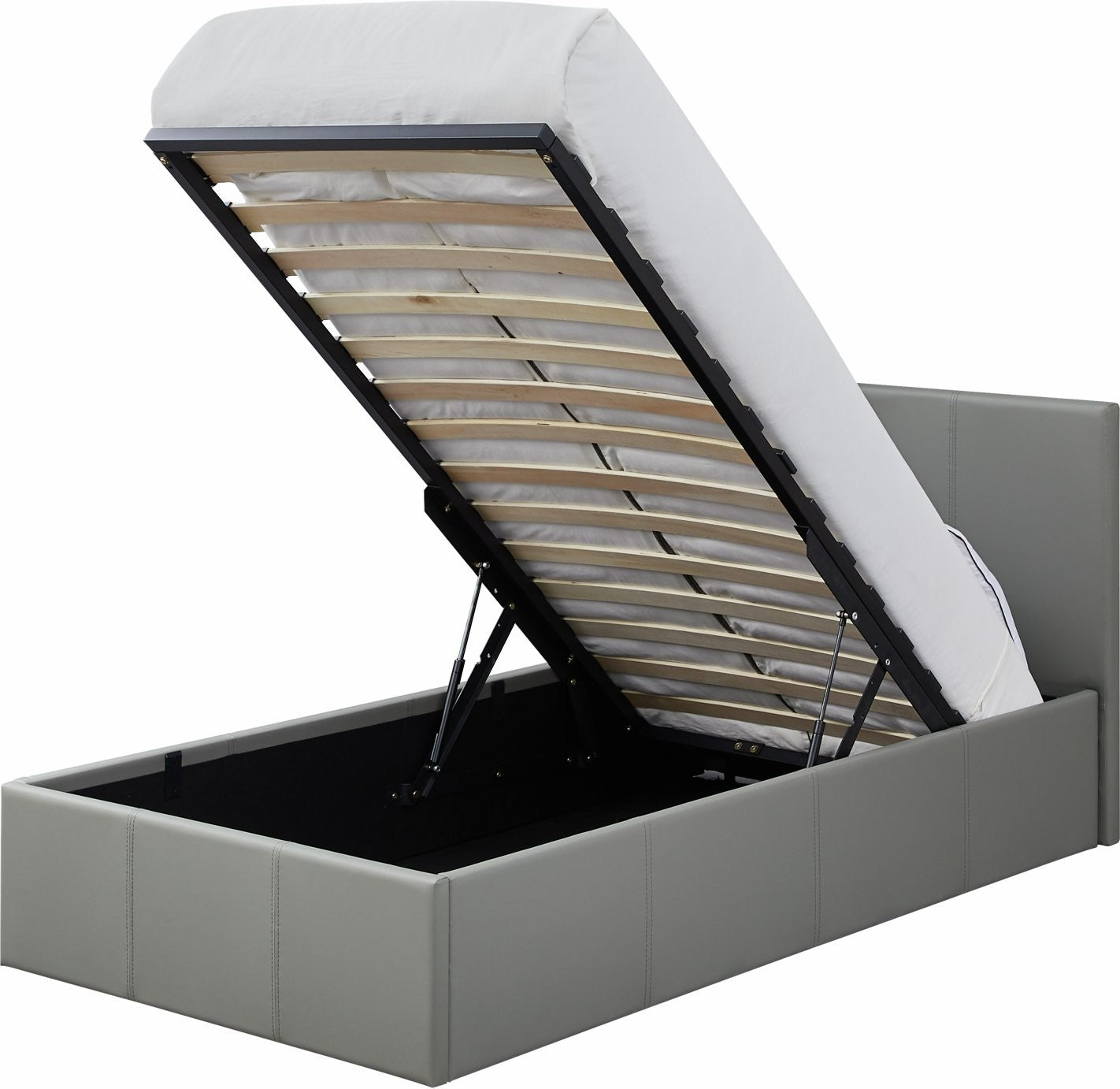 Home Lavendon Single End Open Ottoman Bed Frame - Grey | Gas lift bed
