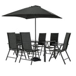 Hereford Folding 6 Seater Metal Patio Set - Black