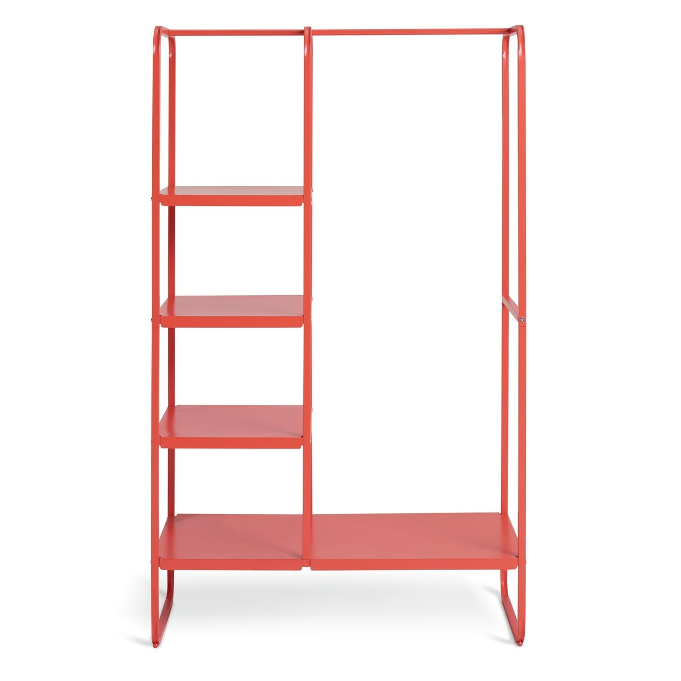 Lorelei Rail With Shelves - Red | Double clothes rail and shelving unit