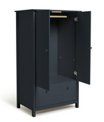Scandinavia 2 Door 1 Drawer Wardrobe - Navy Blue | Solid Pine Wardrobe, Bedroom