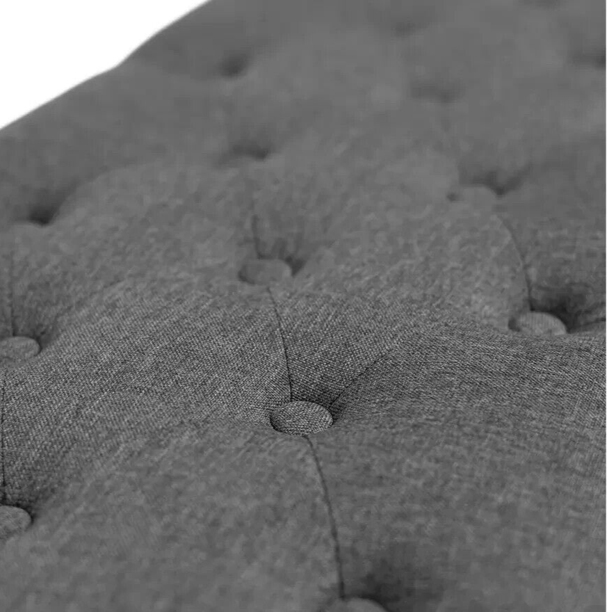 Fabric Large Storage Ottoman - Grey | Upholstered Footstool Bench Bedroom Seat