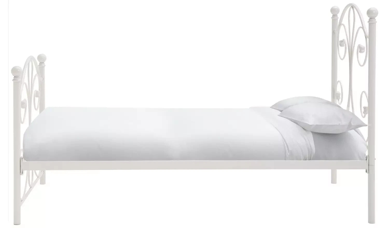 Home Marietta Single Metal Bed Frame White | Modern Bedroom Bed Frame Furniture