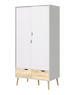 Tvilim Oslo 2 Door 2 Drawer Wardrobe - White and Oak (1085)