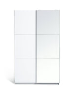 Holsted Half Mirror 120cm Sliding Wardrobe -White | Space-saving white wardrobe