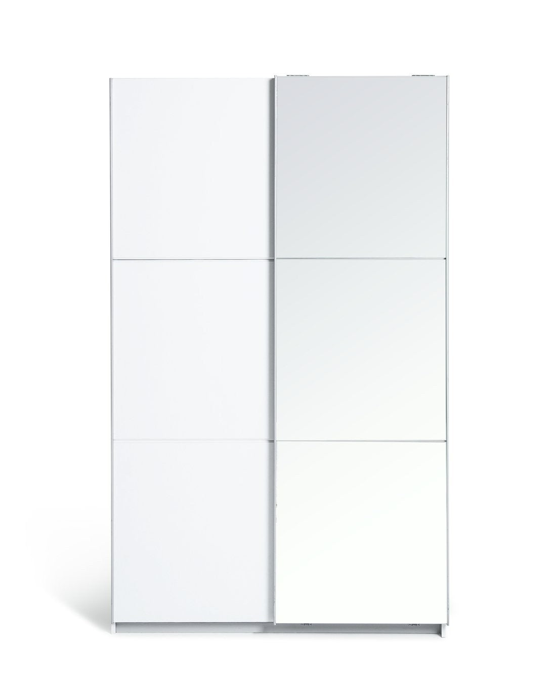 Holsted Half Mirror 120cm Sliding Wardrobe -White | Space-saving white wardrobe