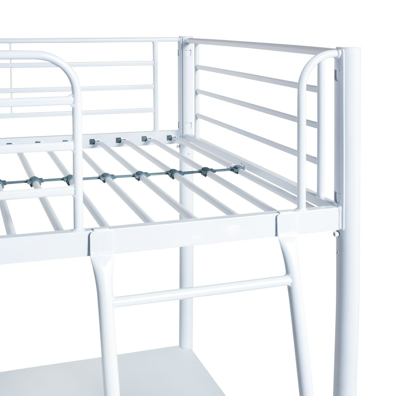 Riley High Sleeper Metal Bed Frame & Desk-White | Teen Bedroom High Sleeper Bed