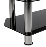 Matrix Glass Corner TV Unit - Black & Chrome | Living Room Storage Stand for TV