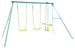 TP Toys Kids Double Swing Set With Glide Ride | Outdoor Playset 4 Seater Garden