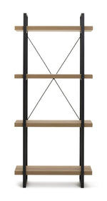 Loft Living Tall Steel Bookcase - Oak | Industrial Interior Style