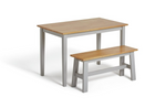 Chicago Solid Wood Table Bench & 2 Grey Chairs
