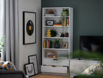 Compton 2 Drawer Bookcase - White | Space Saving Display Solution