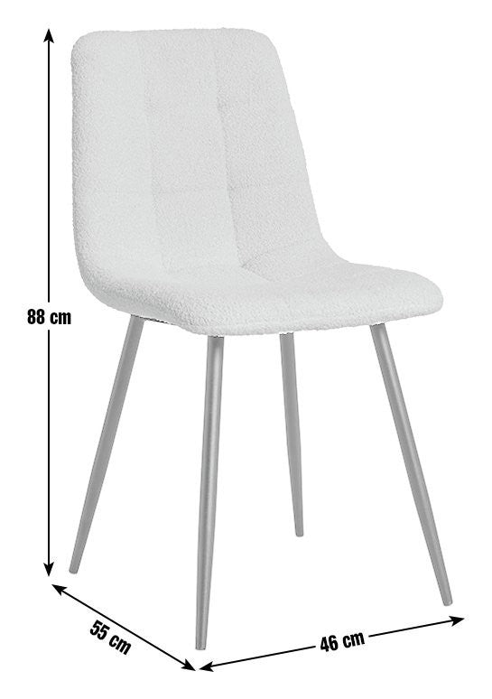 Cobin Pair of Boucle Dining Chairs - White | Comfortable white boucle chairs