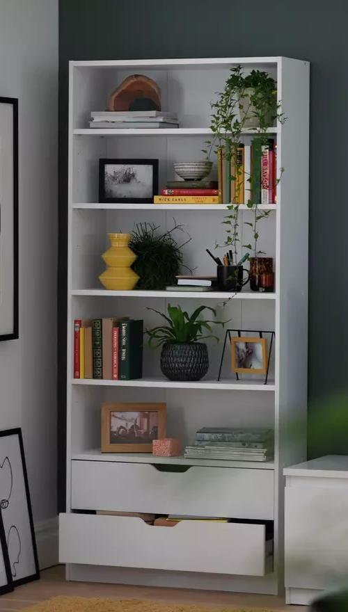 Compton 2 Drawer Bookcase - White (B Grade)
