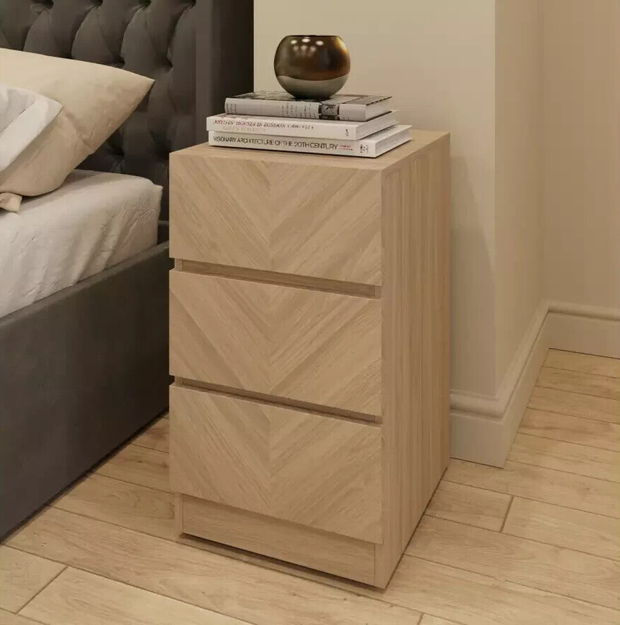 GFW Catania 3 Drawer 2 Bedside Table - Oak