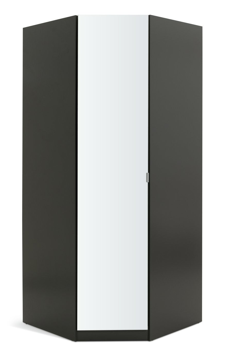 Munich Corner 1 Door Mirror Wardrobe - Anthracite | Organized Clothing Area