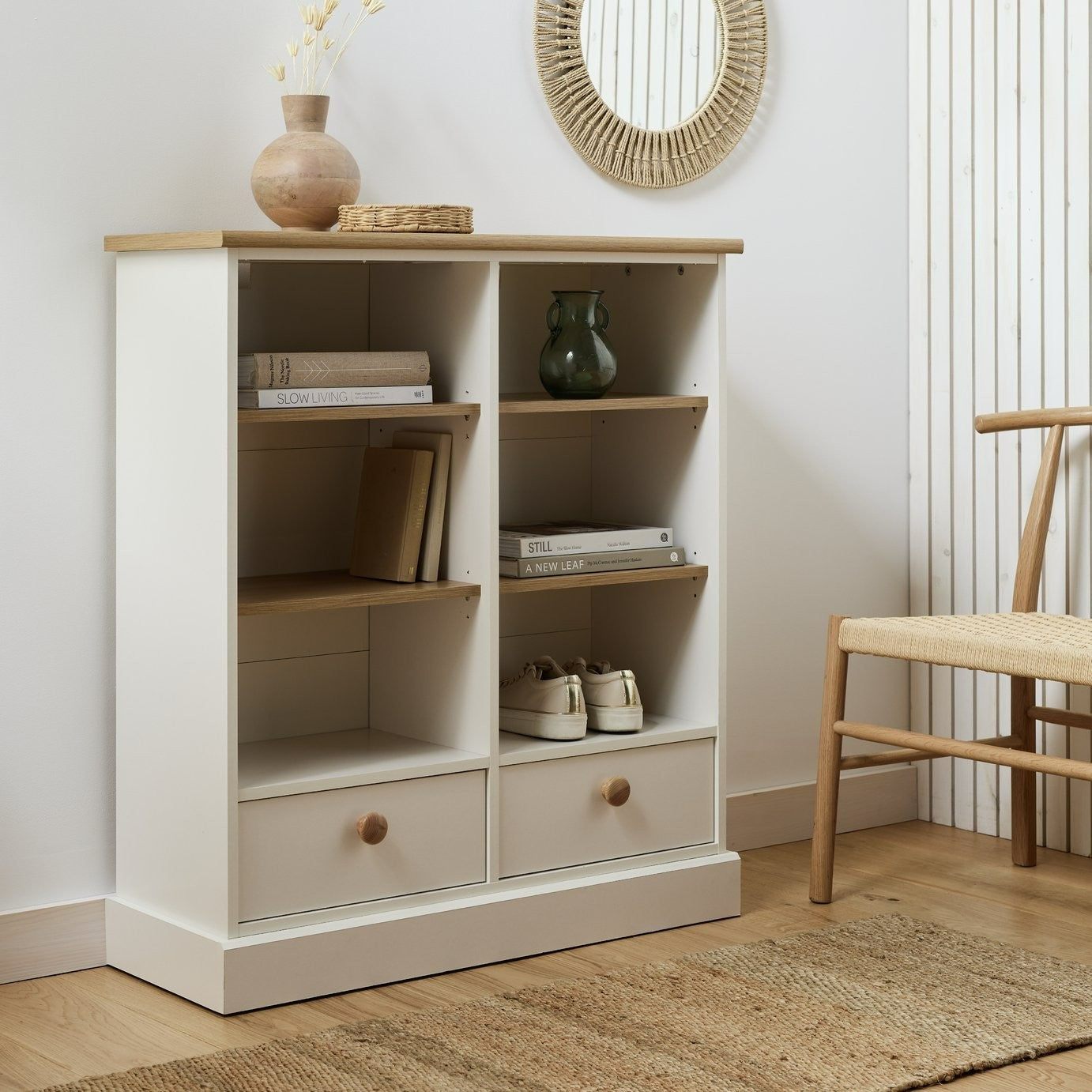 Home Winchester 2 Drawer Shelving Unit - Cream | Multi-purpose shelving unit
