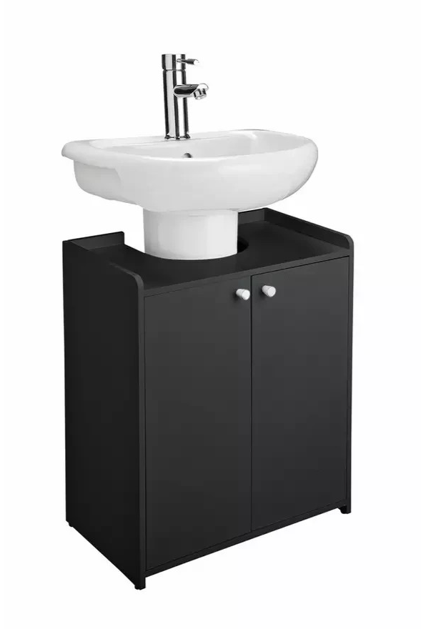 Prime Under Sink Unit Black | Bathroom Under Sink Storage Cabinet Furniture