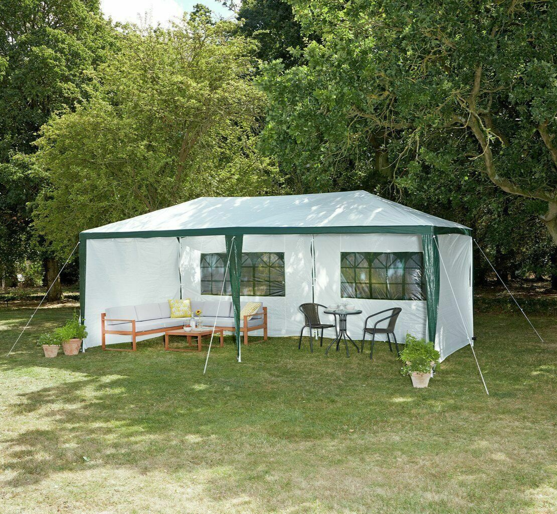 Home 3m x 6m Gazebo with Side Panels | Outdoor Garden Canopy Tent for Parties