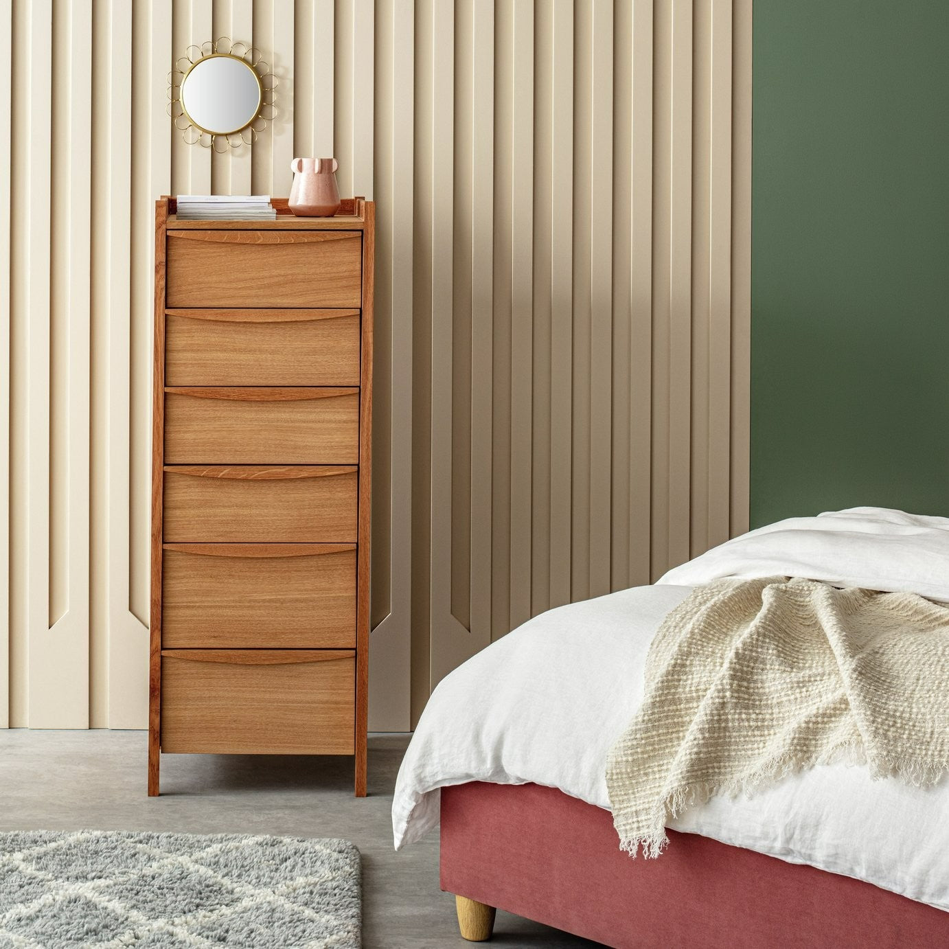 Derwent 6 Drawer Tallboy - Oak | Vertical dresser