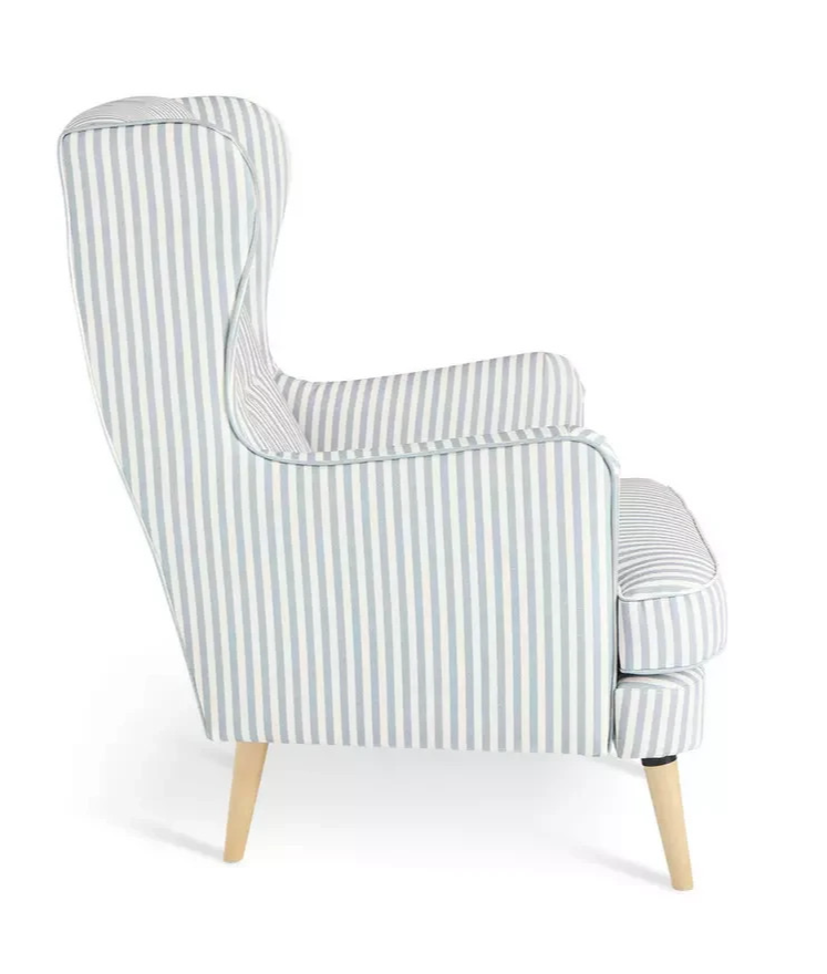 Callie Fabric Wingback Chair - Natural Stripe | Elegant Living Room Style