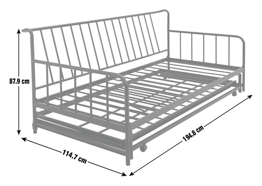 Kanso Metal Guest Bed with Trundle - Black | space-saving guest bed