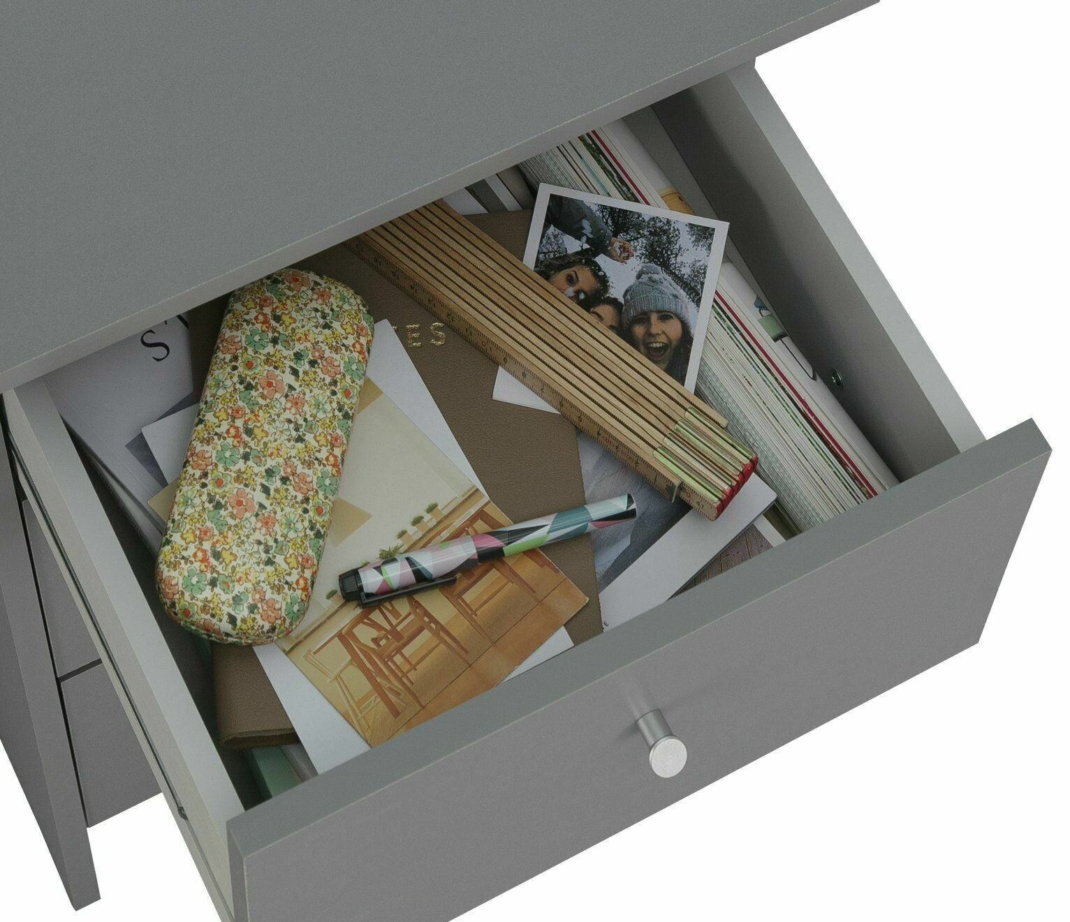 Home Malibu 3 Drawer Office Desk - Grey | Compact Desk for Work or Home Office