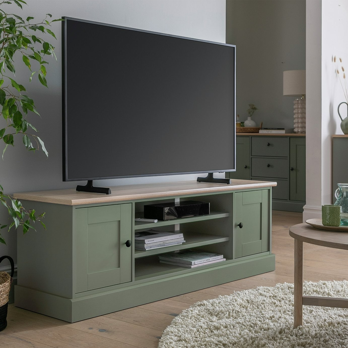 Home Winchester 2 Door TV Unit - Reed Green | modern TV unit