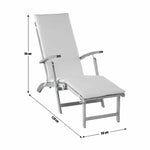 Folding Wooden Sun Lounger - Cream