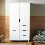 Henri 2 Door 2 Drawer Wardrobe - White | Compact Clothing Organization