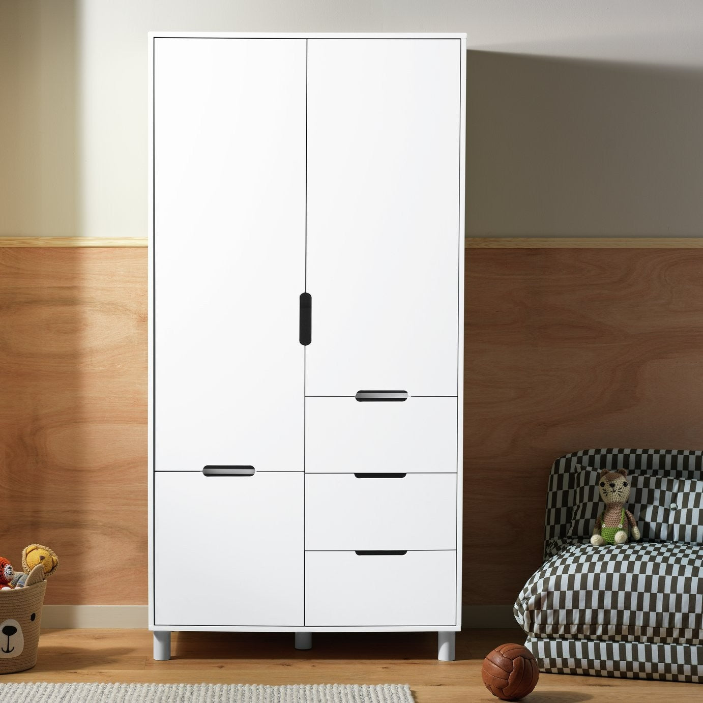 Henri 2 Door 2 Drawer Wardrobe - White | Compact Clothing Organization