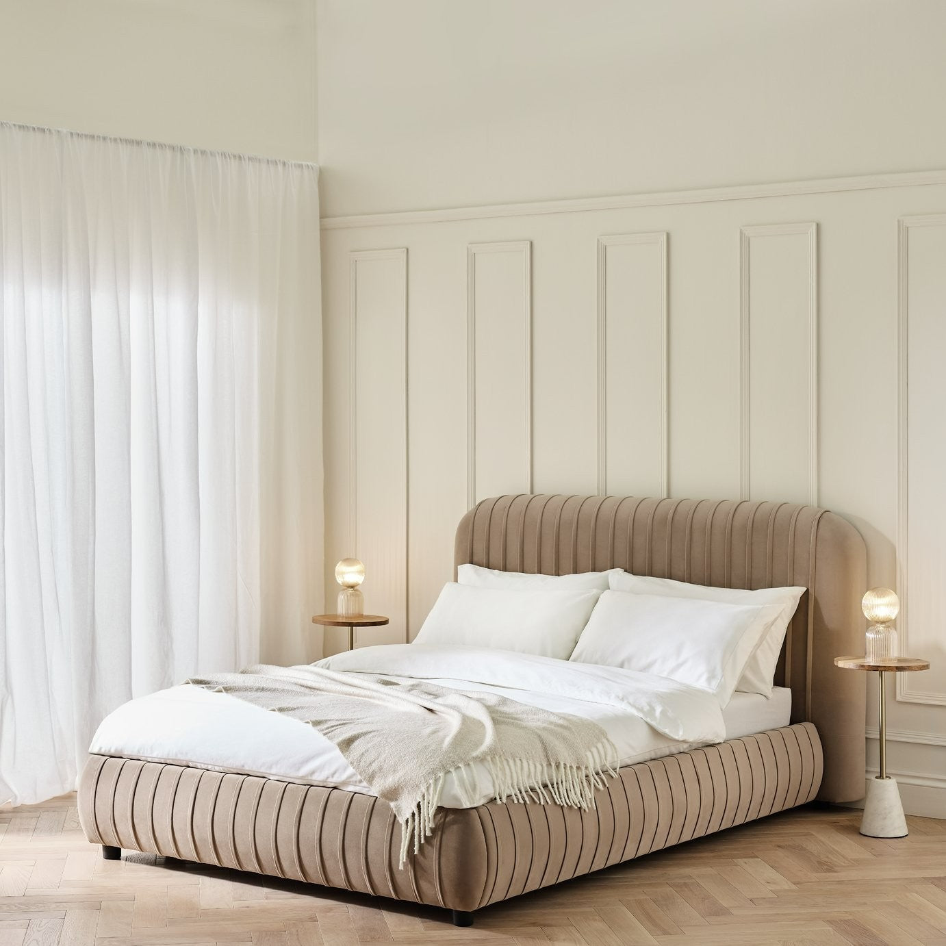 Beatrix Double End Lift Ottoman Bed - Mink | Elegant Home Arrangement