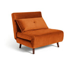 Roma Velvet Fabric Chairbed - Orange | Small Sofa Bed Guest Chair