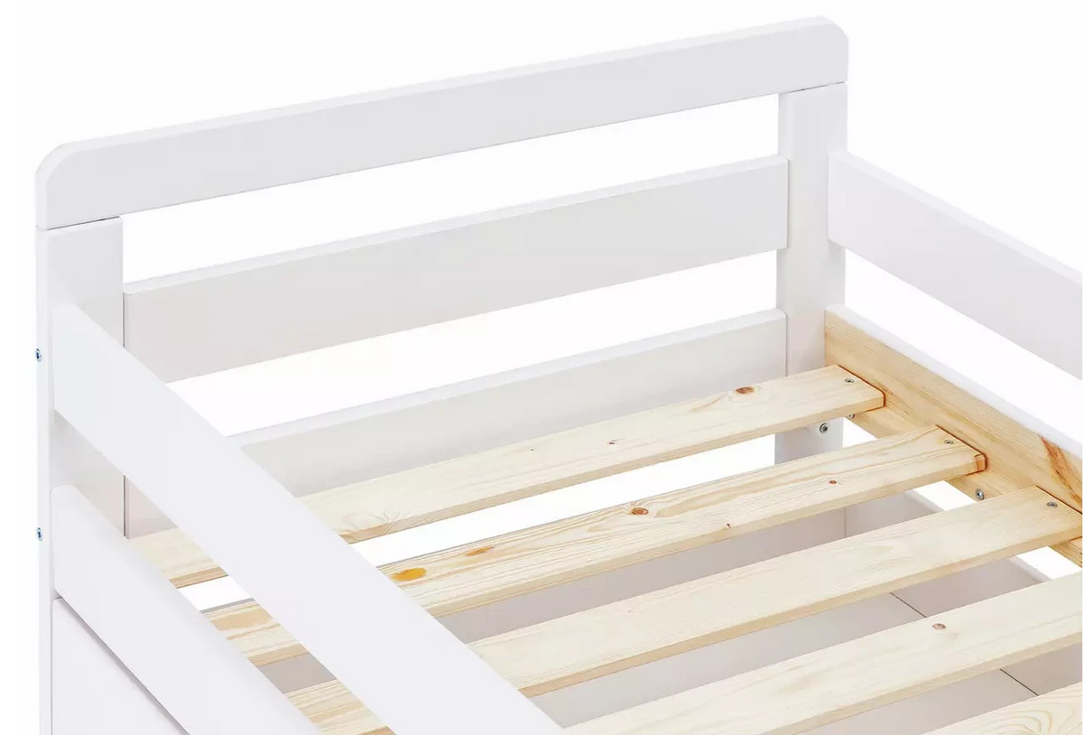 Ellis Toddler Bed Frame with Storage - White | Childrens Bedroom Furniture
