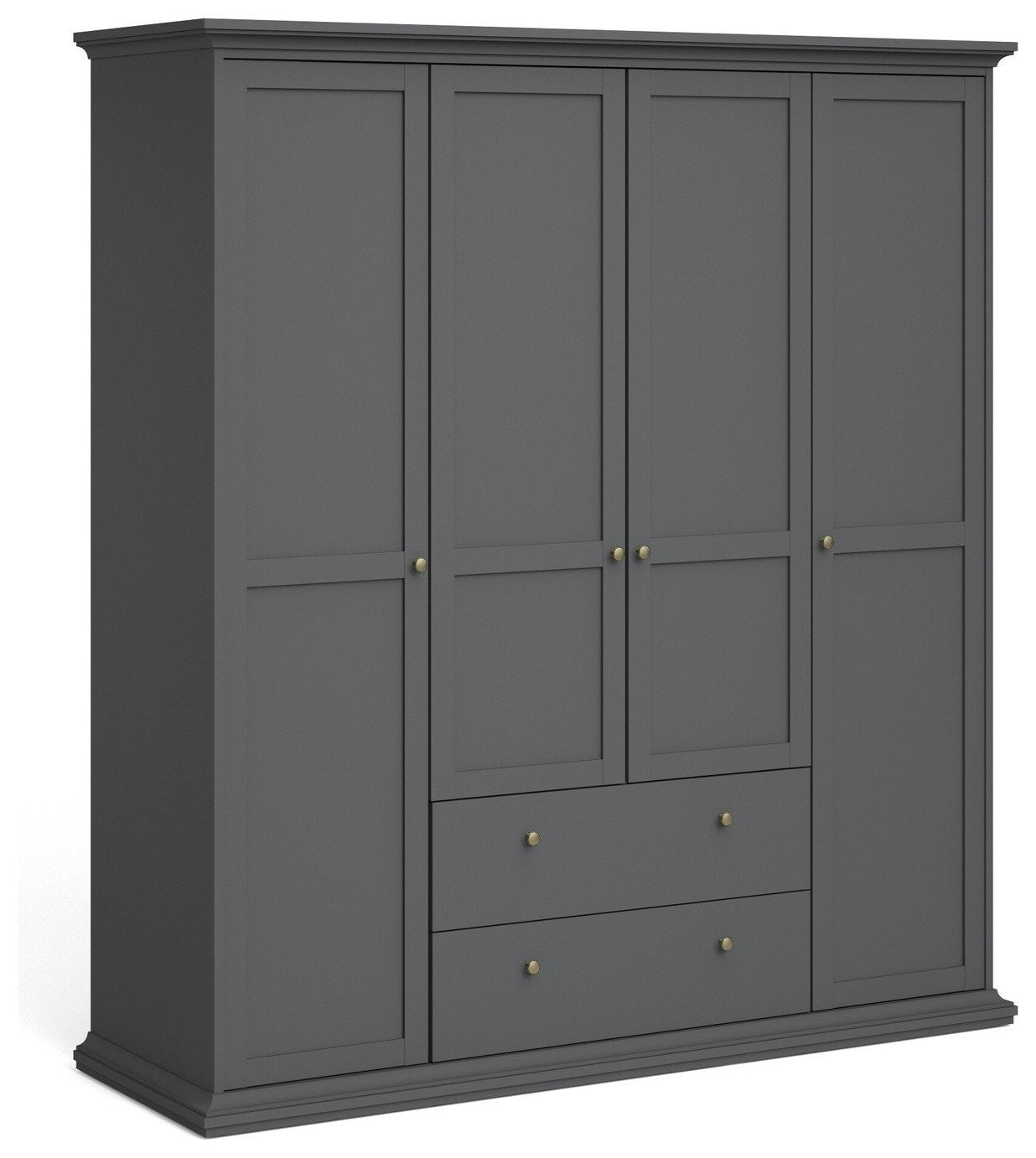 Tvilum Paris 4 Door 2 Drawer Wardrobe - Grey | Organized Living Environment