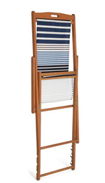 Folding Wooden Garden Deck Chair Blue | Outdoor Patio Reclining Chair Furniture
