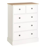 Home Kensington 5 Drawer Chest Ivory | Bedroom Storage Tallboy Furniture