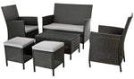 Home 6 Seater Rattan Effect Garden Sofa Set- Dark Grey | Outdoor Patio Furniture