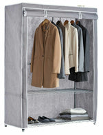 Home Double Heavy Duty Covered Rail - Grey | Clothes Garment Storage Rack Stand