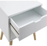 GFW Nyborg 2 Drawer Bedside Table White | Bedroom Nightstand Storage Furniture