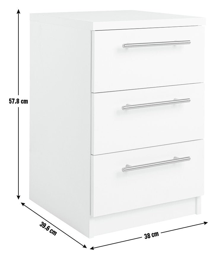 Home Brisbane 3 Drawer Bedside - Grey