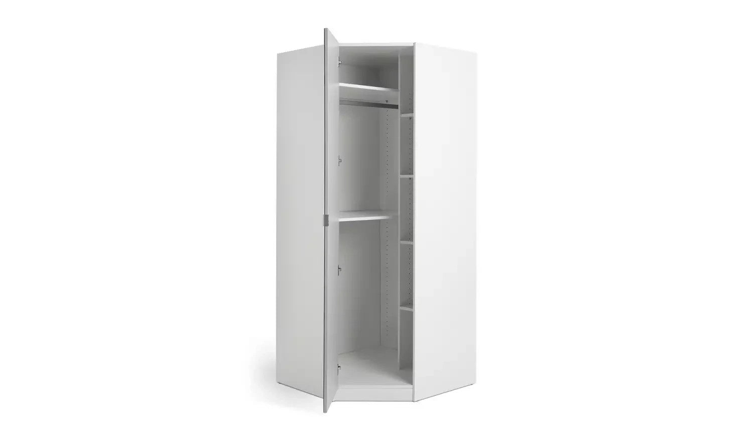 Munich Corner 1 Door Mirror Wardrobe - White | Stylish Room Arrangement