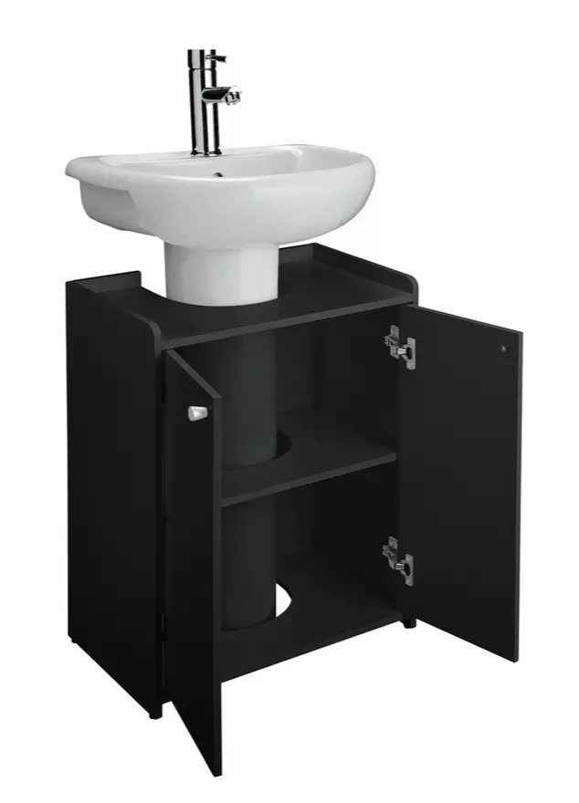 Prime Under Sink Unit Black | Bathroom Under Sink Storage Cabinet Furniture