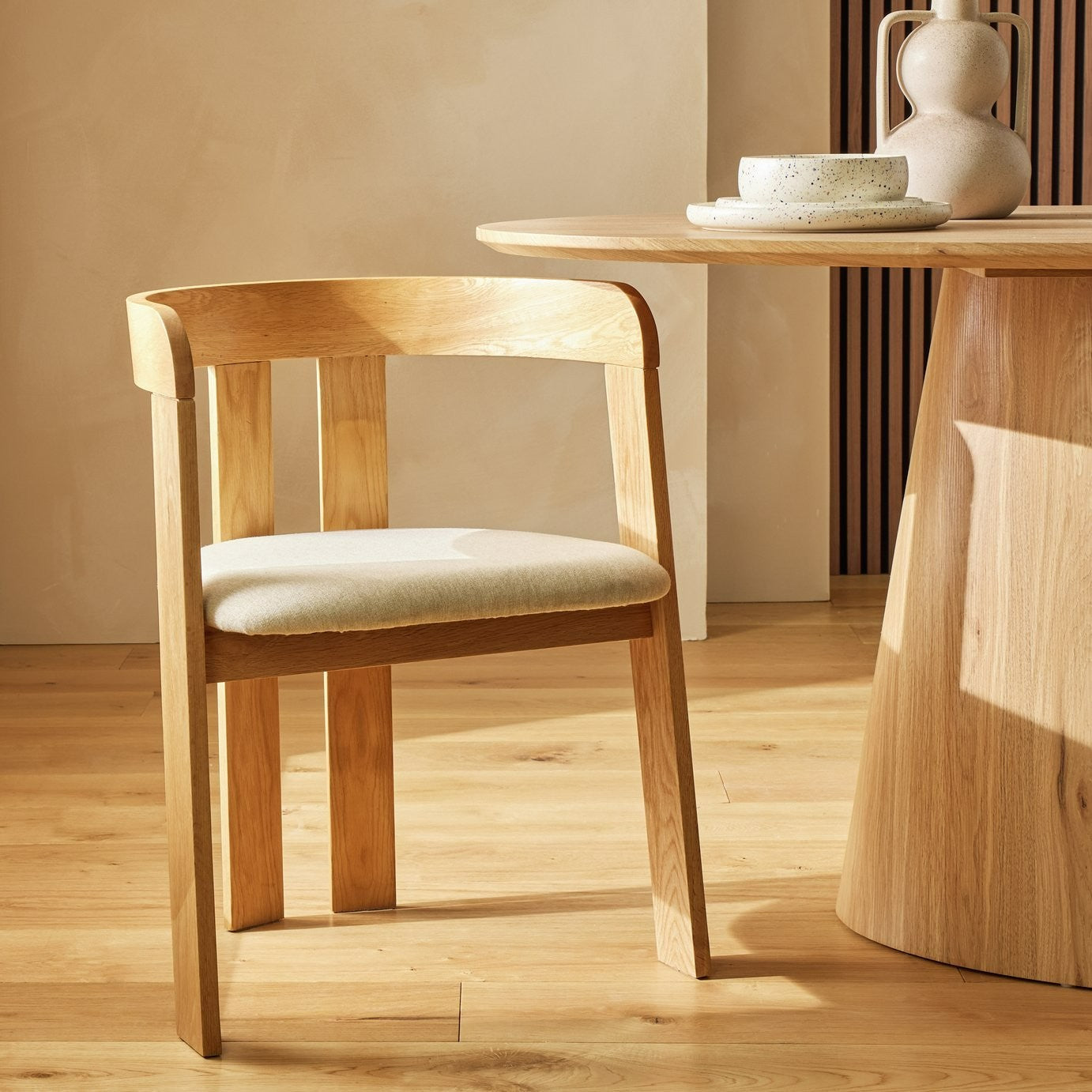 Janie Solid Wood Dining Chair - Oak | Ergonomic Comfortable Sitting Experience