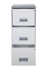 Pierre Henry 3 Drawer A4 Filing Cabinet - Silver & White | Metal filing cabinet