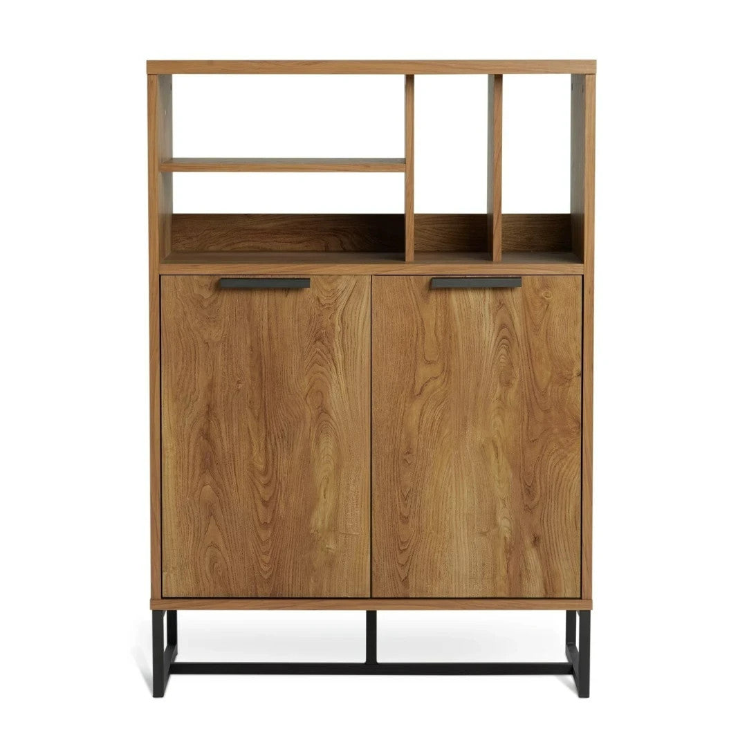 Nomad 2 Door Vinyl Cabinet - Oak | Record Collection Organizer