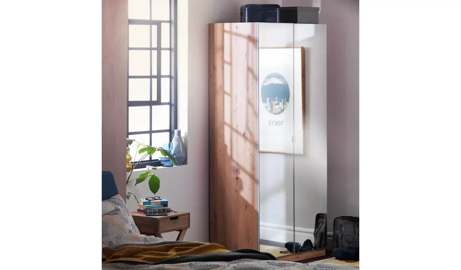 Munich 2 Door Mirror Wardrobe - Oak Effect | Modernity Style Walk-In Closet