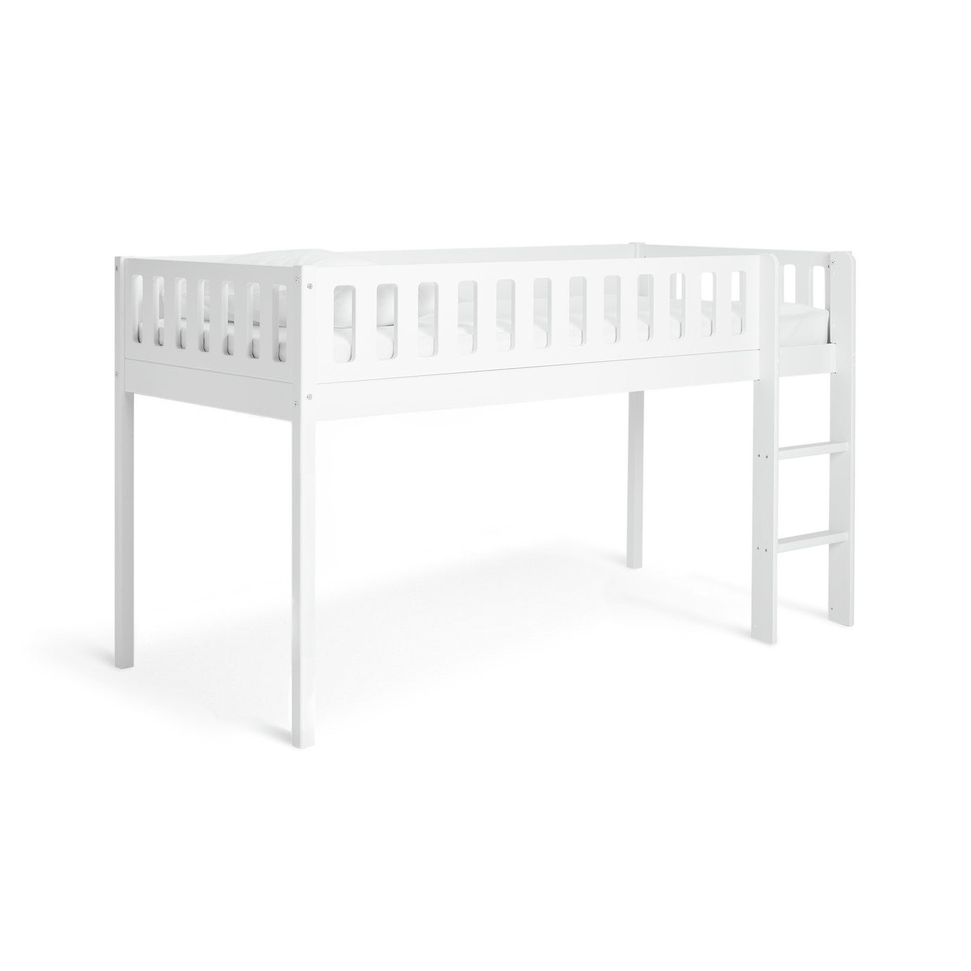 Kids Ronnie Single Midsleeper Bed - White | Raised bed & timeless shaker design