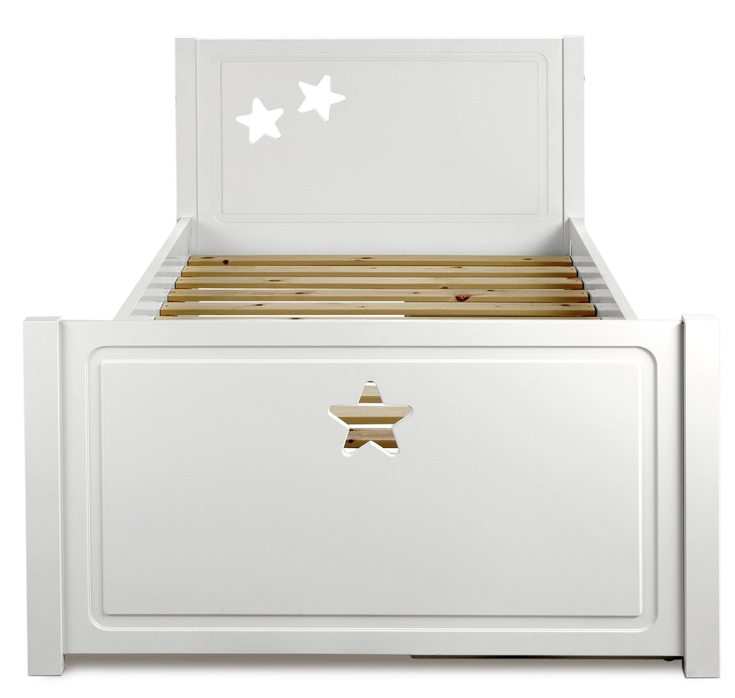 Stars Single Bed Frame With Drawer - White | Kids Bedroom Furniture
