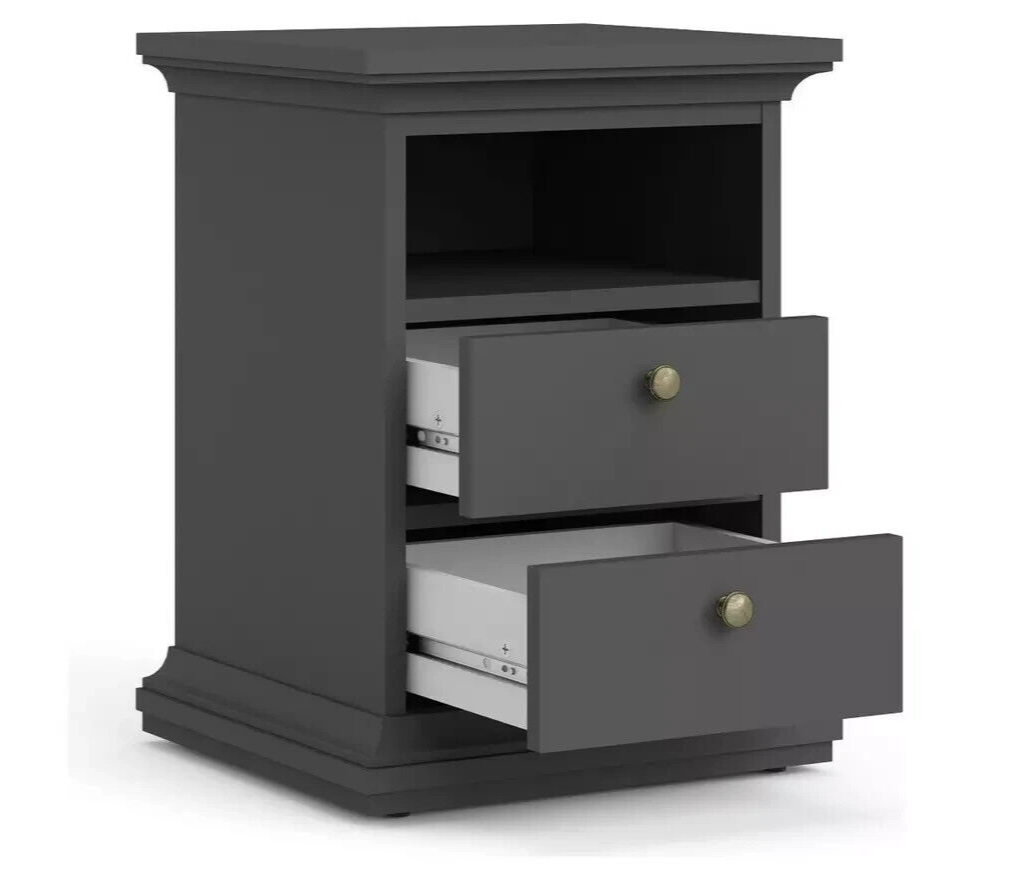 Tvilum Paris 2 Drawer Bedside Table - Grey (B Grade)